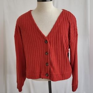 SO Womens Button Up Sweater Long Sleeve Size XL Red NWOT